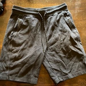 Black casual shorts with drawstring.